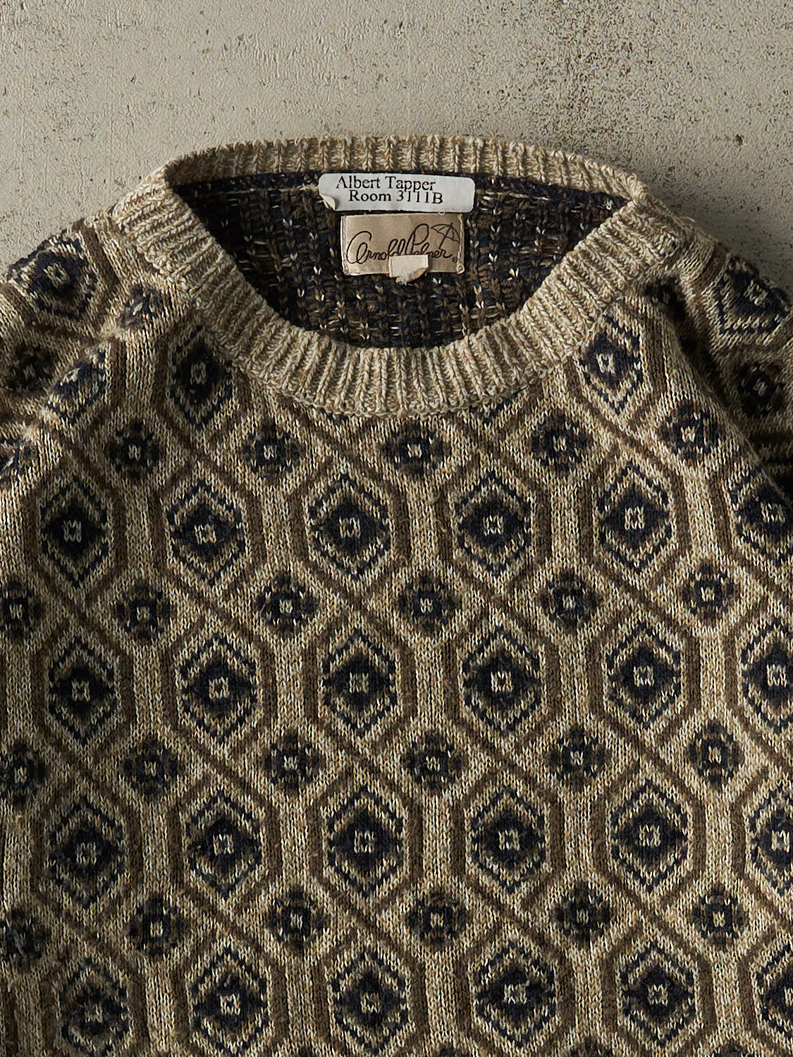 Vintage 90s Beige Patterned Knit (M)