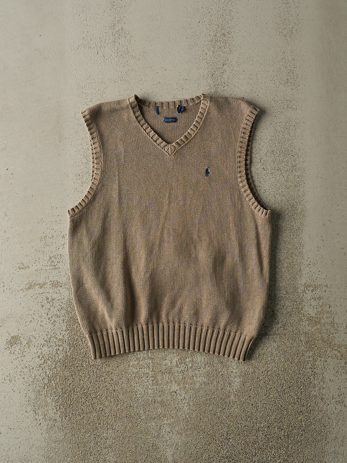 Vintage 90s Beige Polo Embroidered Knit Vest (S)