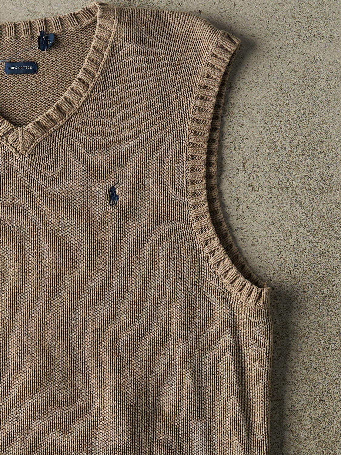 Vintage 90s Beige Polo Embroidered Knit Vest (S)