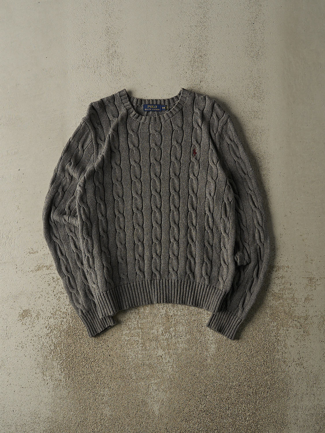 Vintage Y2K Grey Polo Cable Knit (S/M)