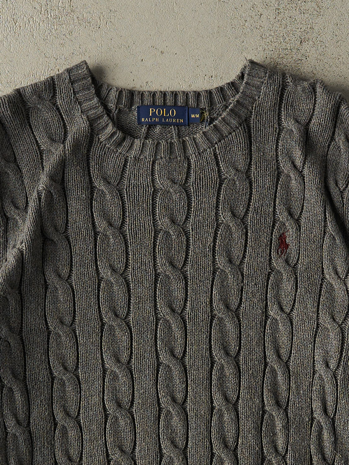 Vintage Y2K Grey Polo Cable Knit (S/M)