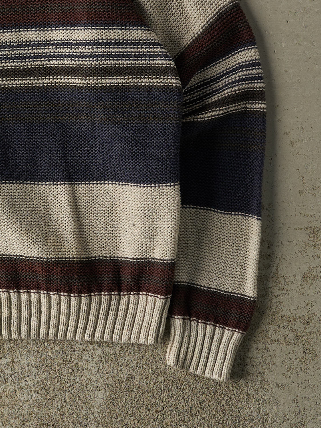 Vintage 90s Beige, Navy & Brown Striped Knit (L/XL)