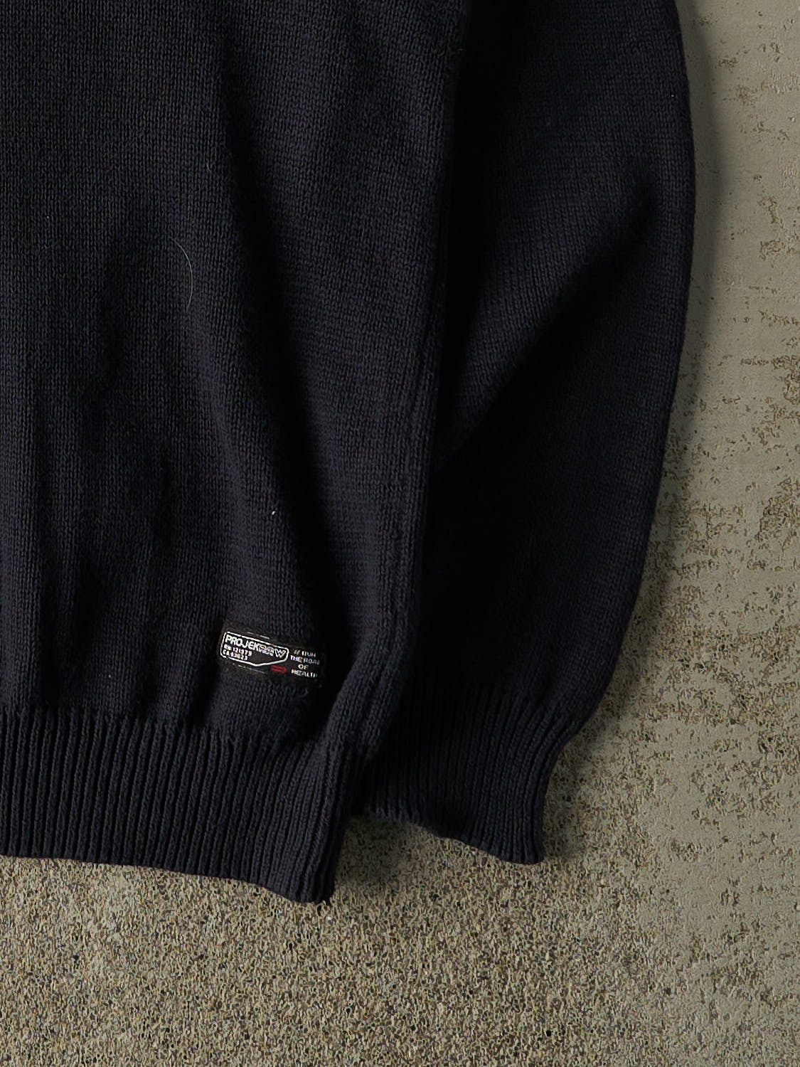Vintage 90s Navy Blue Striped Patterned Knit (L)