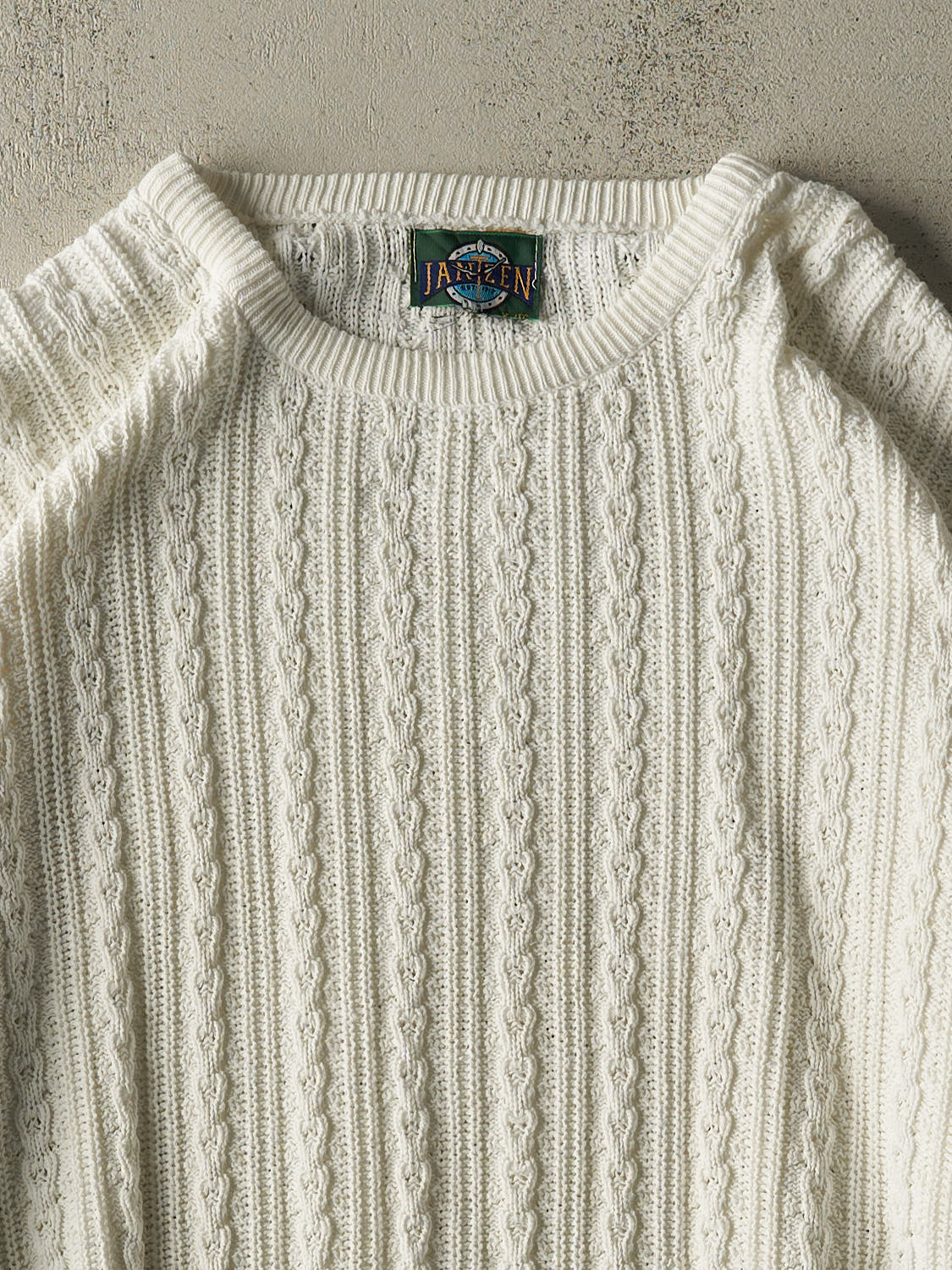 Vintage 90s White Cable Knit (XL/XXL)