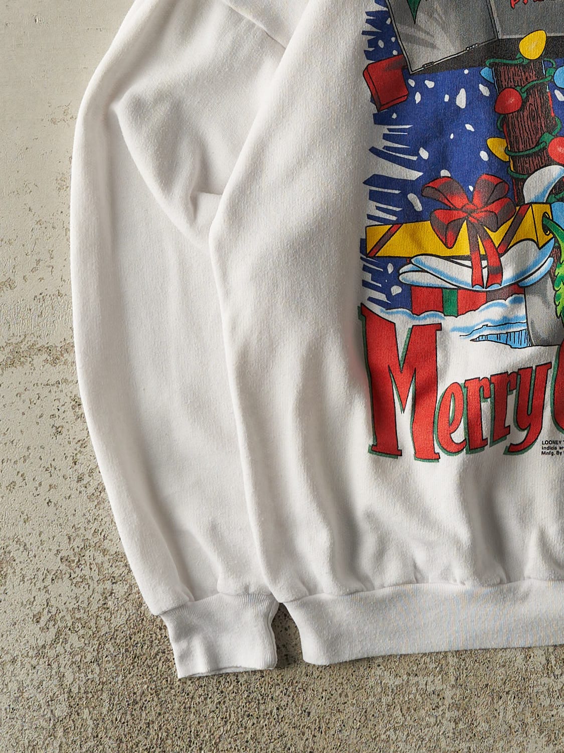 Vintage 93' White Bugs Bunny "Merry Christmas Doc" Crewneck (S/M)