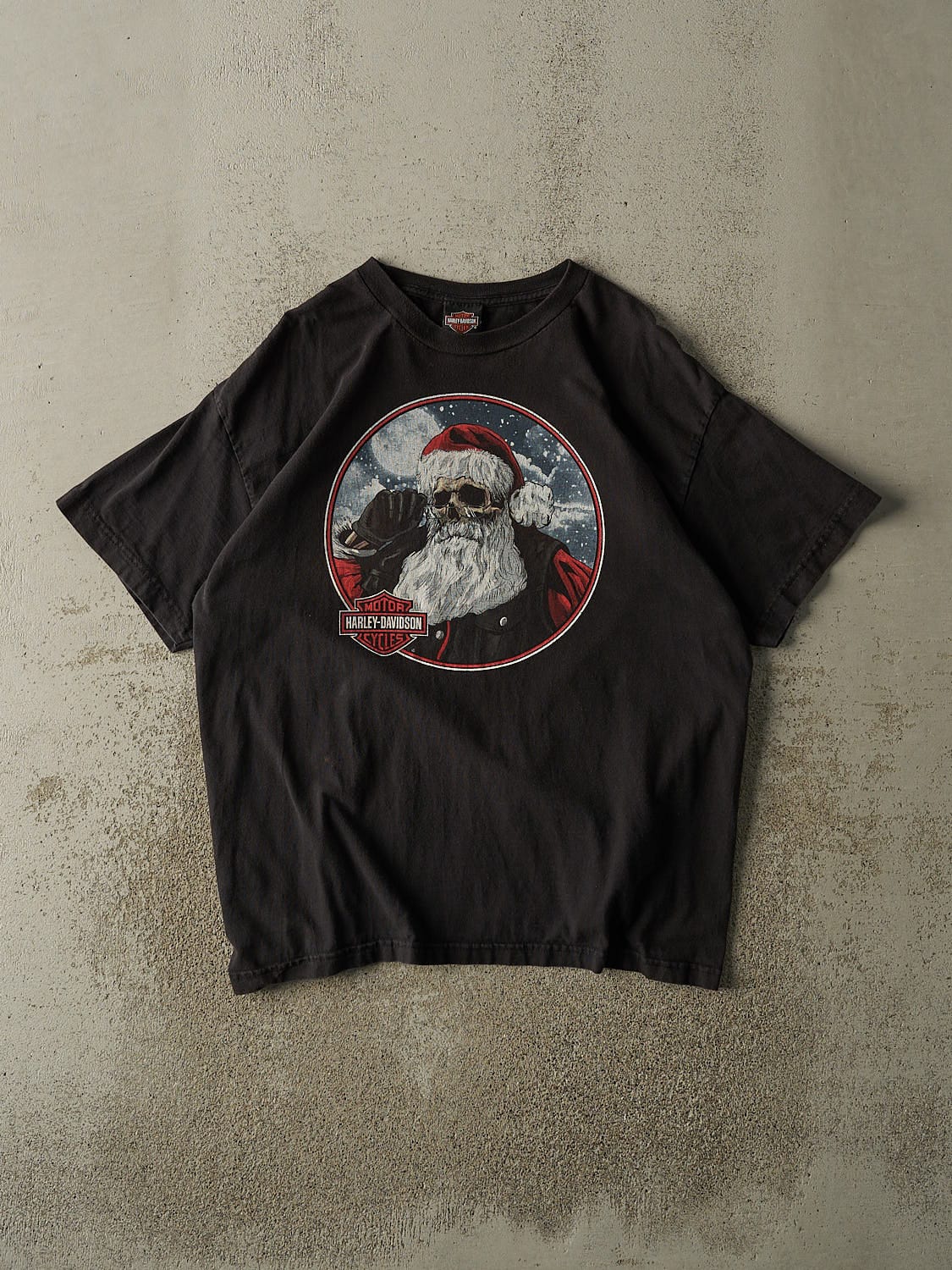 Vintage 21' Black Harley Davidson Santa Tee (L/XL)