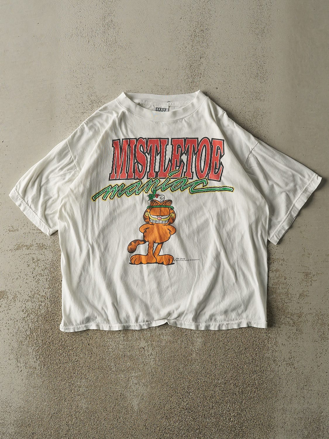 Vintage 90s White Mistletoe Garfield Tee (L)