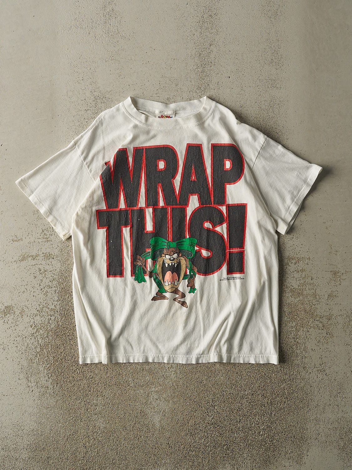 Vintage 94' White Looney Tunes "Wrap This" Tee (M/L)