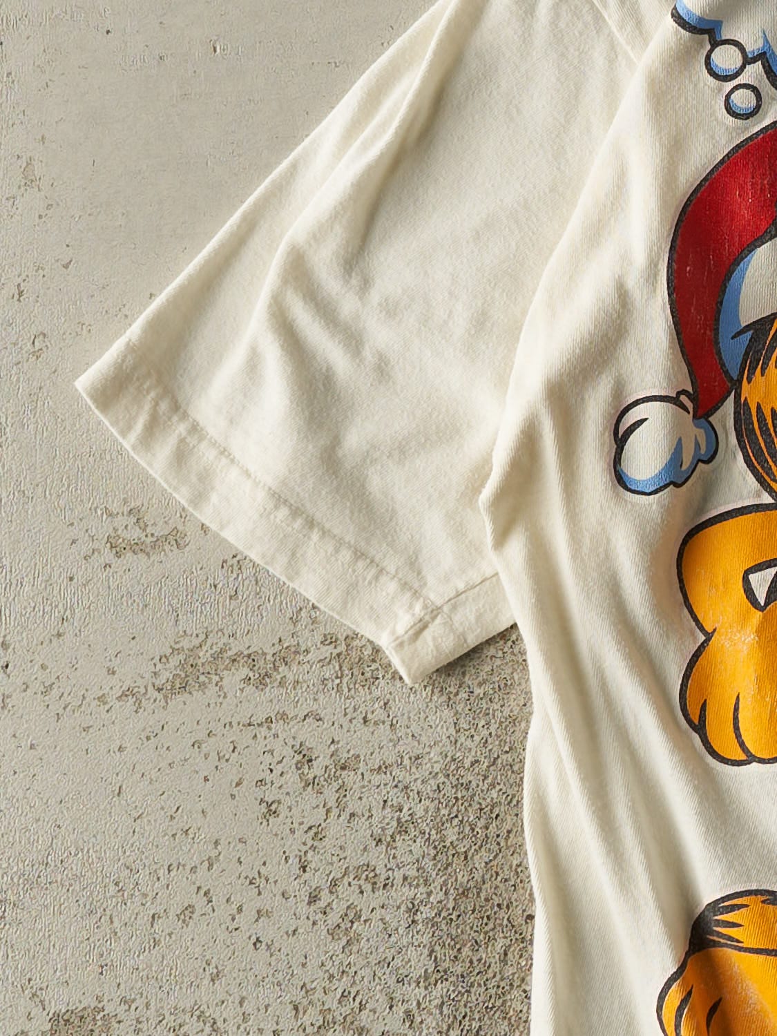 Vintage 90s White Garfield "Naughty List" Tee (L/XL)