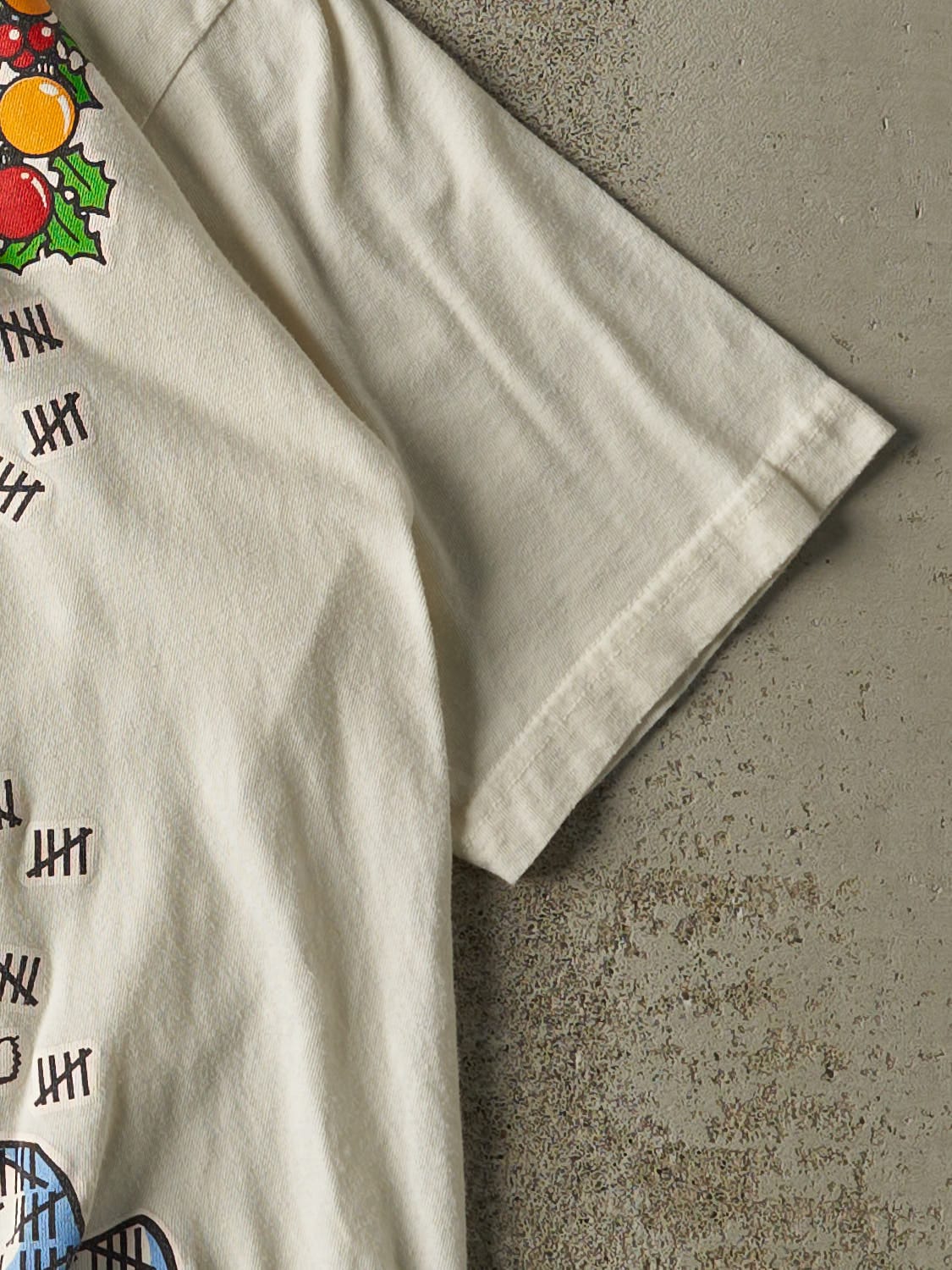 Vintage 90s White Garfield "Naughty List" Tee (L/XL)