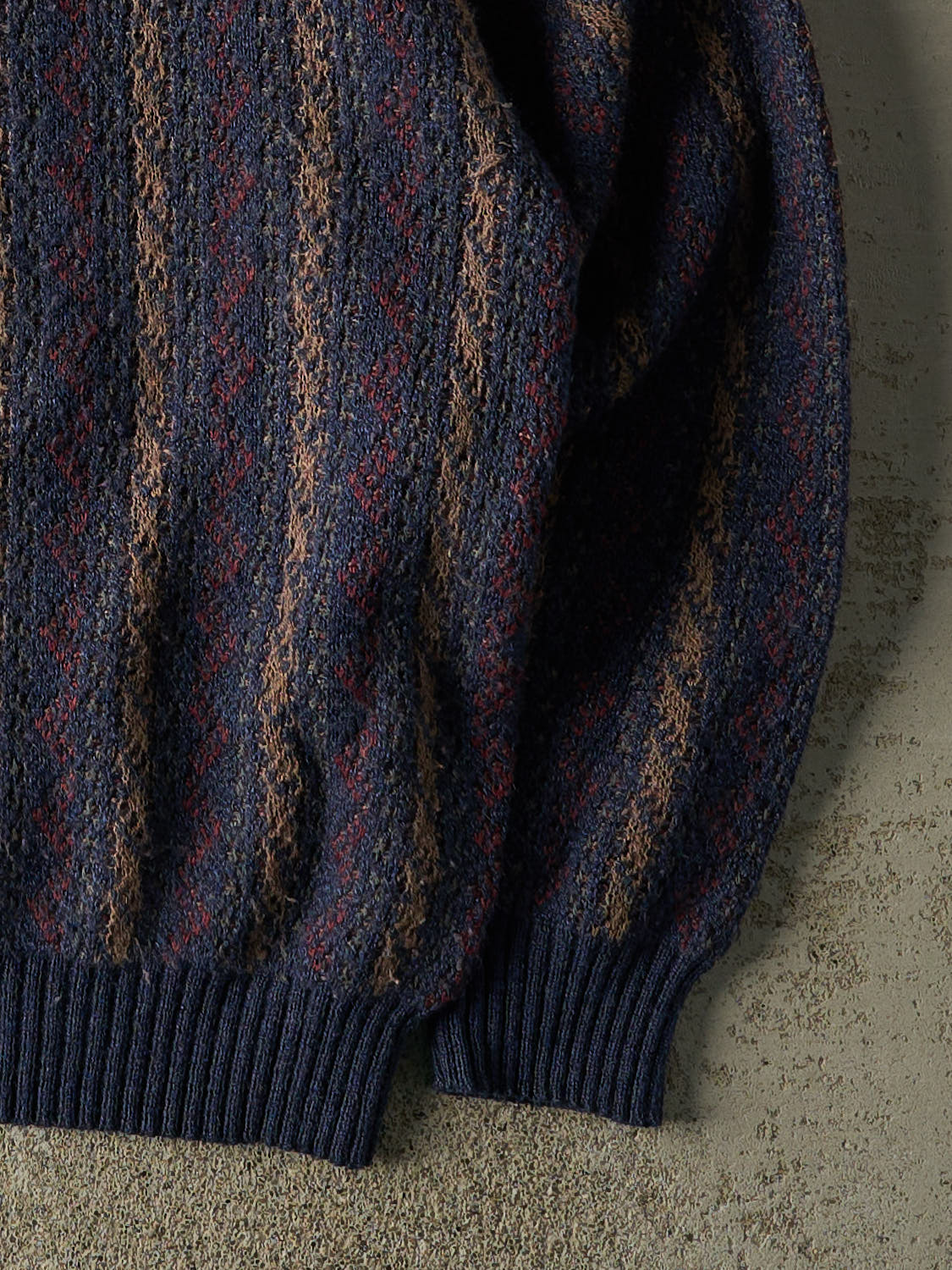 Vintage 90s Navy Blue Striped Patterned Knit (L)