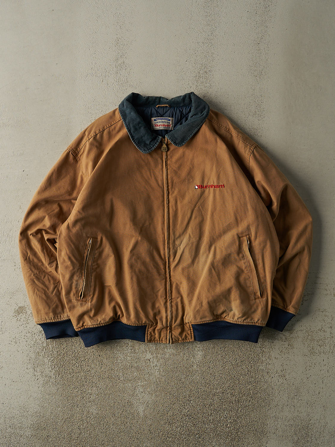 Vintage 03' Beige Embroidered Lined Workwear Jacket (XL/XXL)