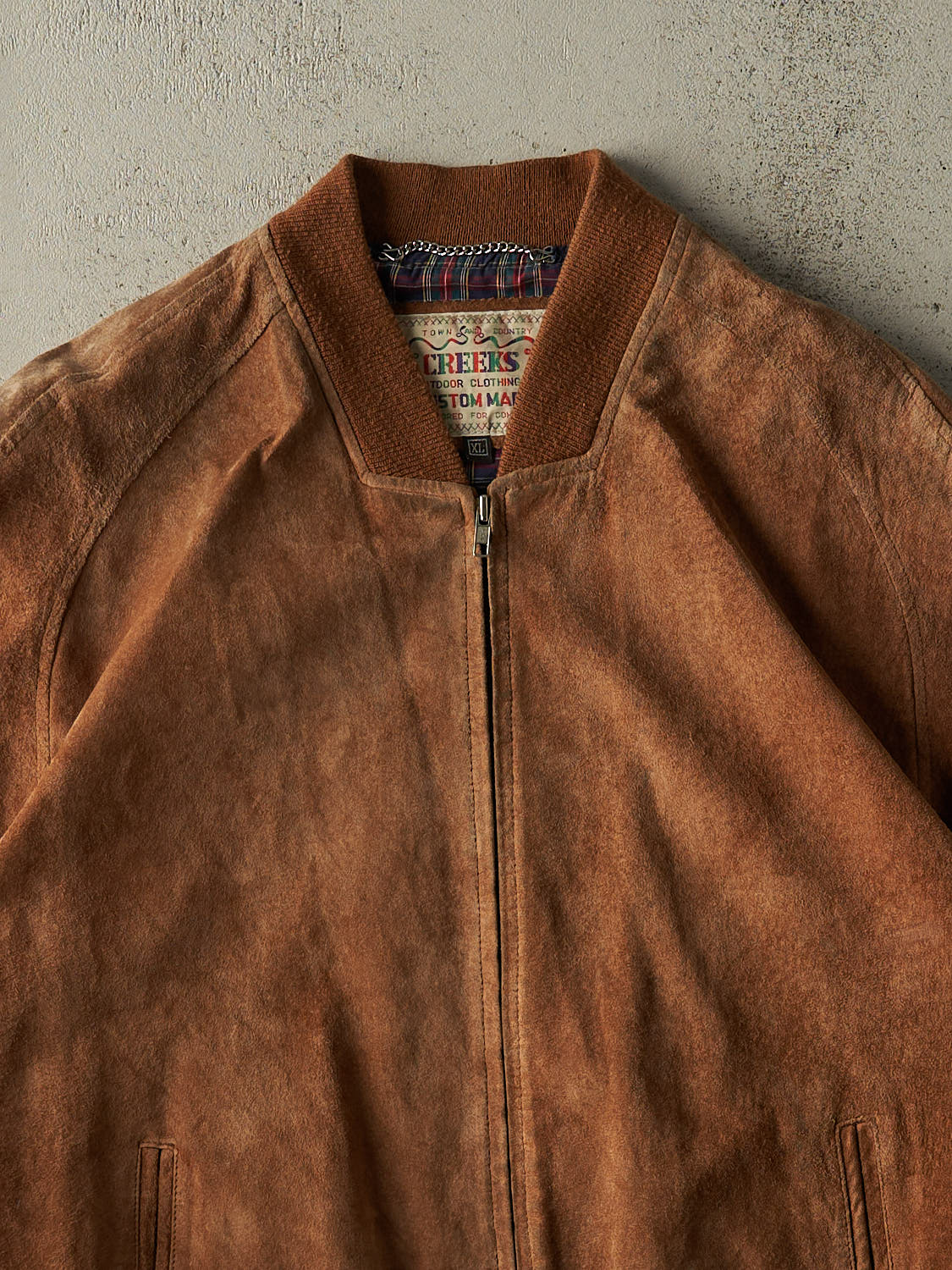 Vintage 90s Brown Suede Bomber Jacket (L/XL)