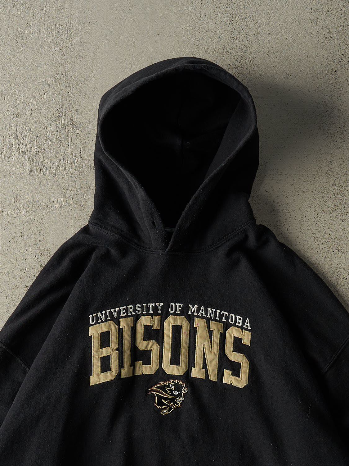 Vintage 90s Black University of Manitoba Bisons Hoodie (XL)