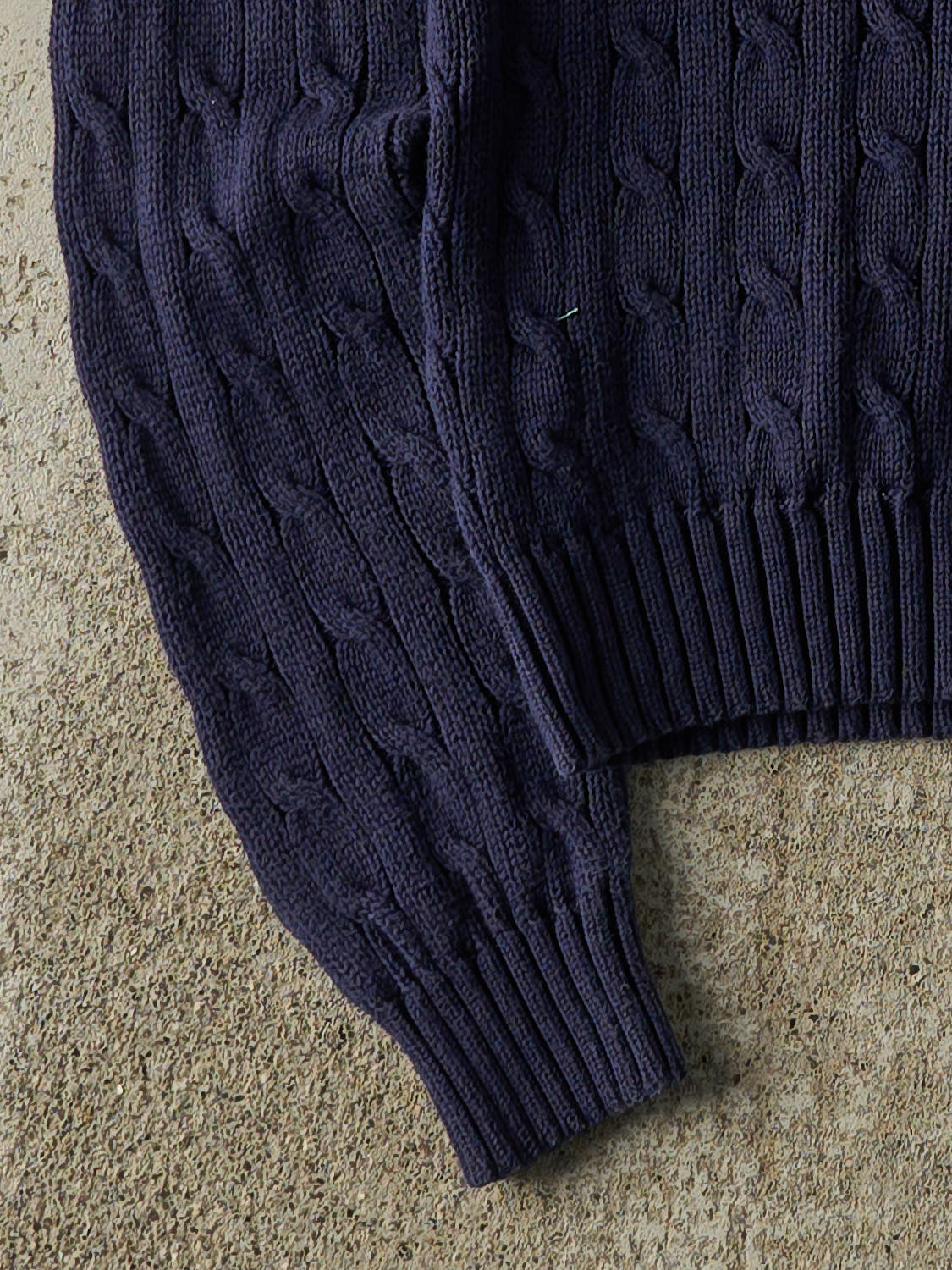 Vintage 90s Navy Blue Polo Embroidered Cable Knit (XS)