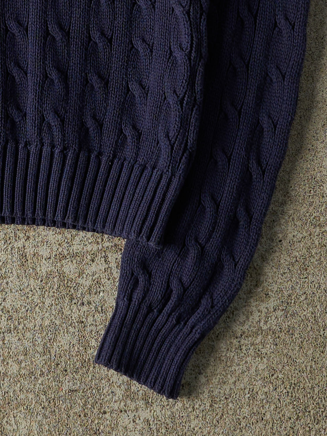 Vintage 90s Navy Blue Polo Embroidered Cable Knit (XS)