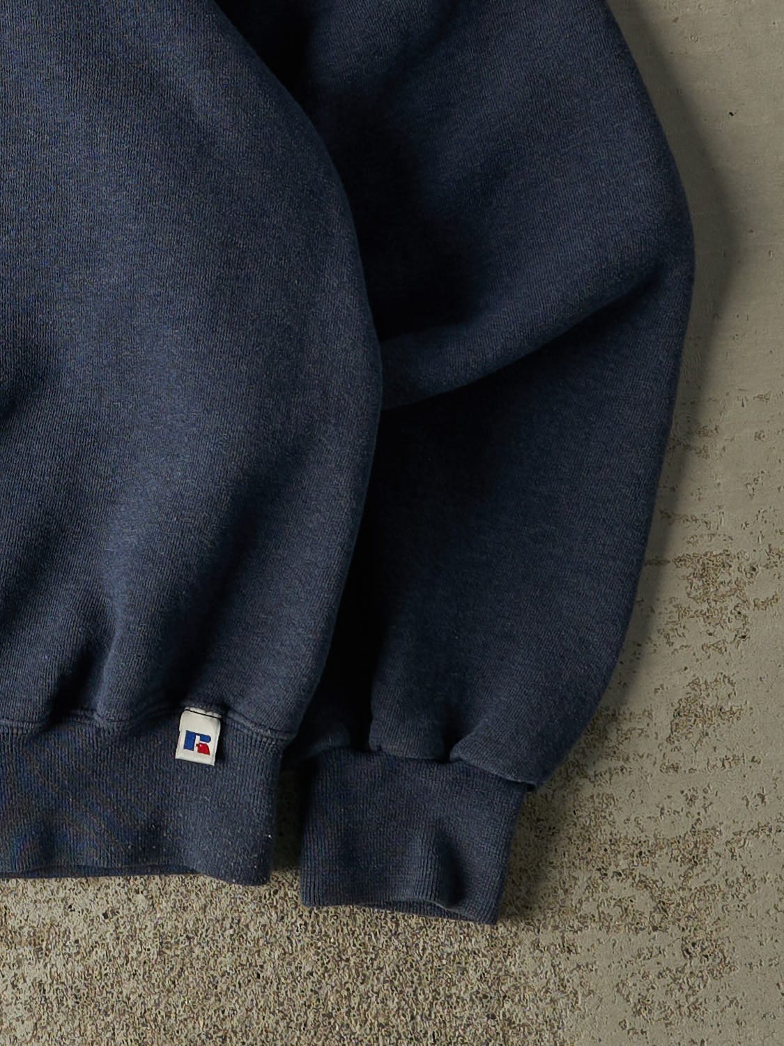 Vintage 90s Sun Faded Navy Russell Athletic Blank Crewneck (L/XL)