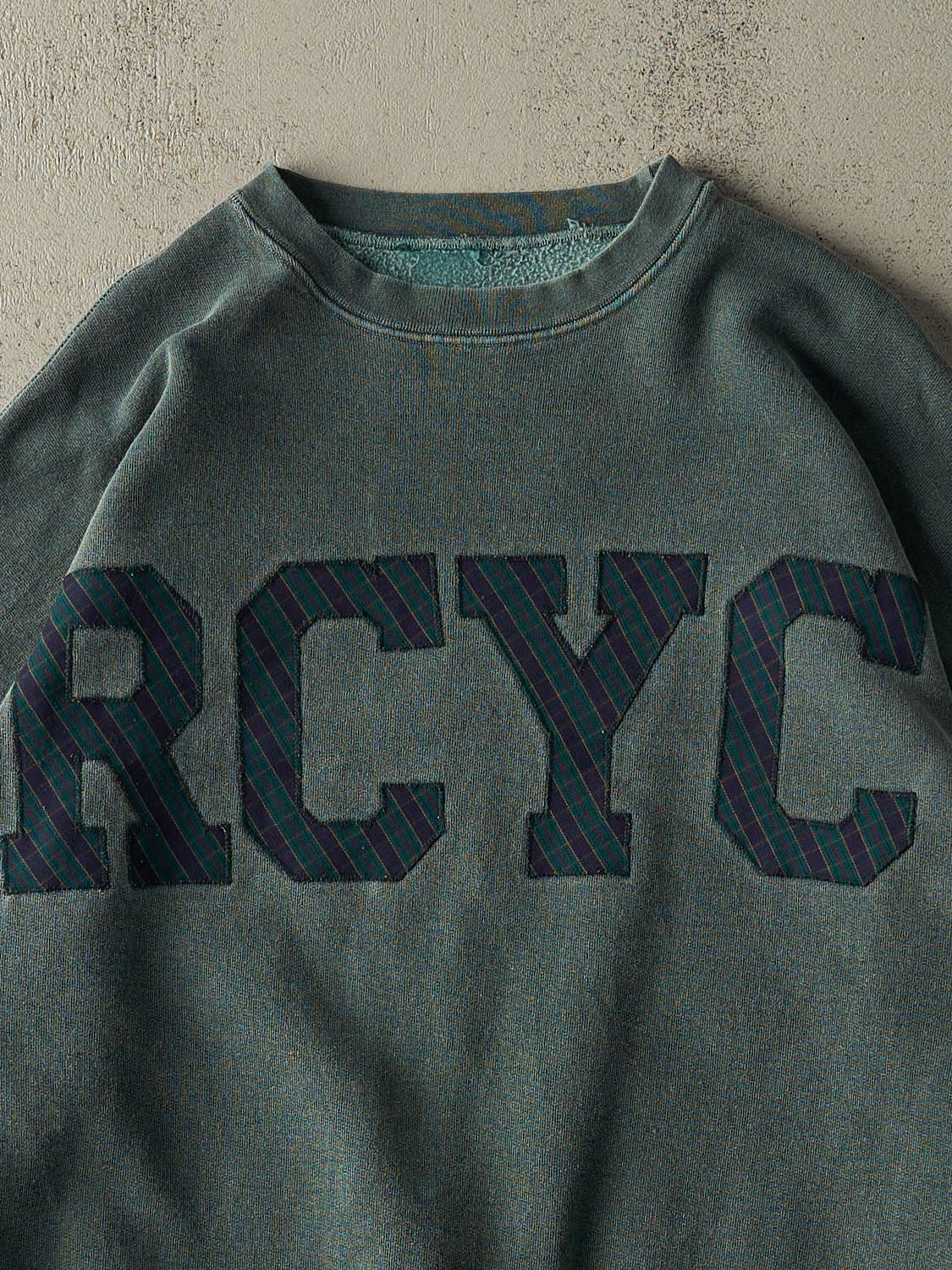 Vintage 90s Washed Green RCYC Embroidered Crewneck (XL/XXL)