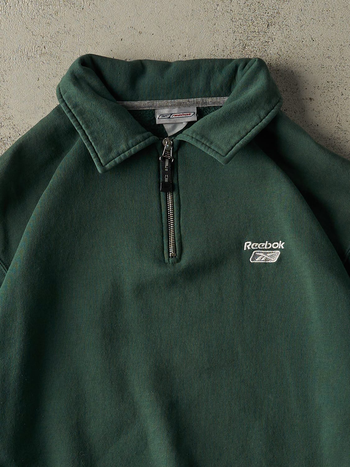 Vintage 90s Green Reebok Quarter Zip Pullover (L/XL)