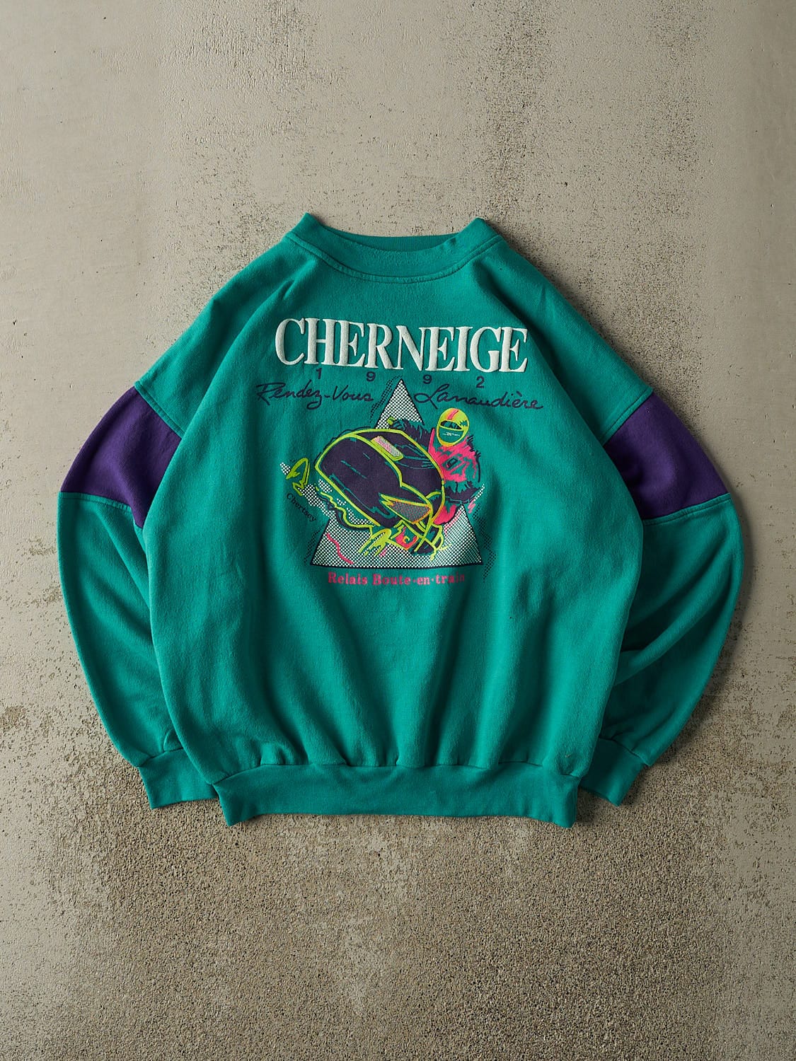 Vintage 92' Teal Snowmobile Crewneck (M)
