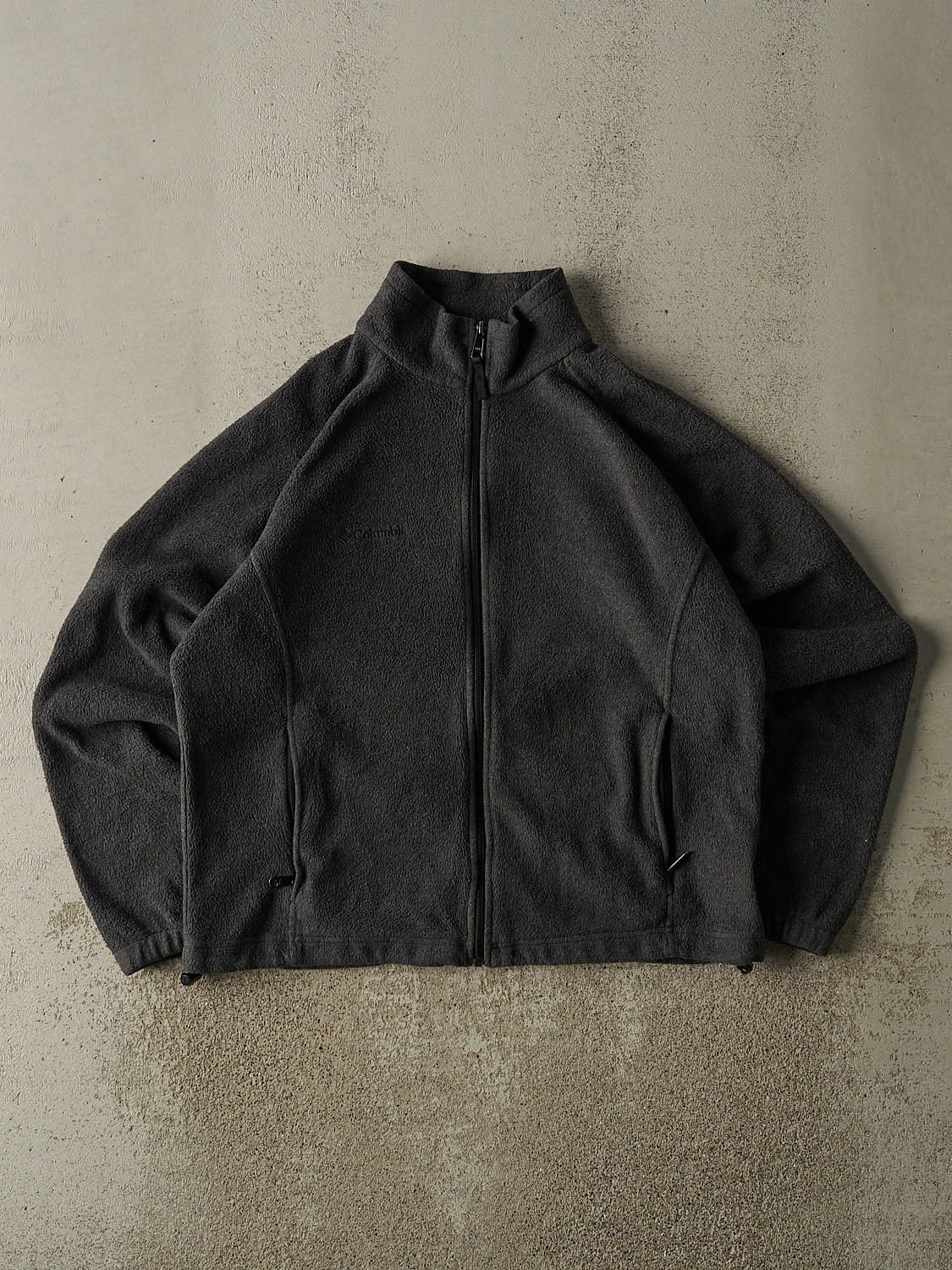Vintage 90s Charcoal Grey Columbia Embroidered Zip Up Fleece (M/L)