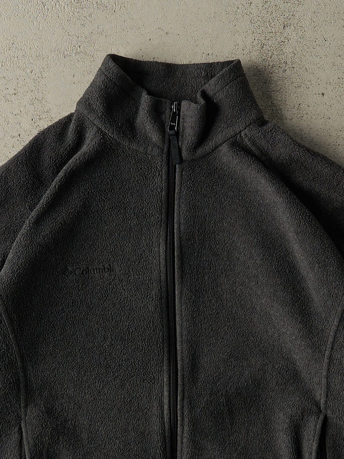 Vintage 90s Charcoal Grey Columbia Embroidered Zip Up Fleece (M/L)