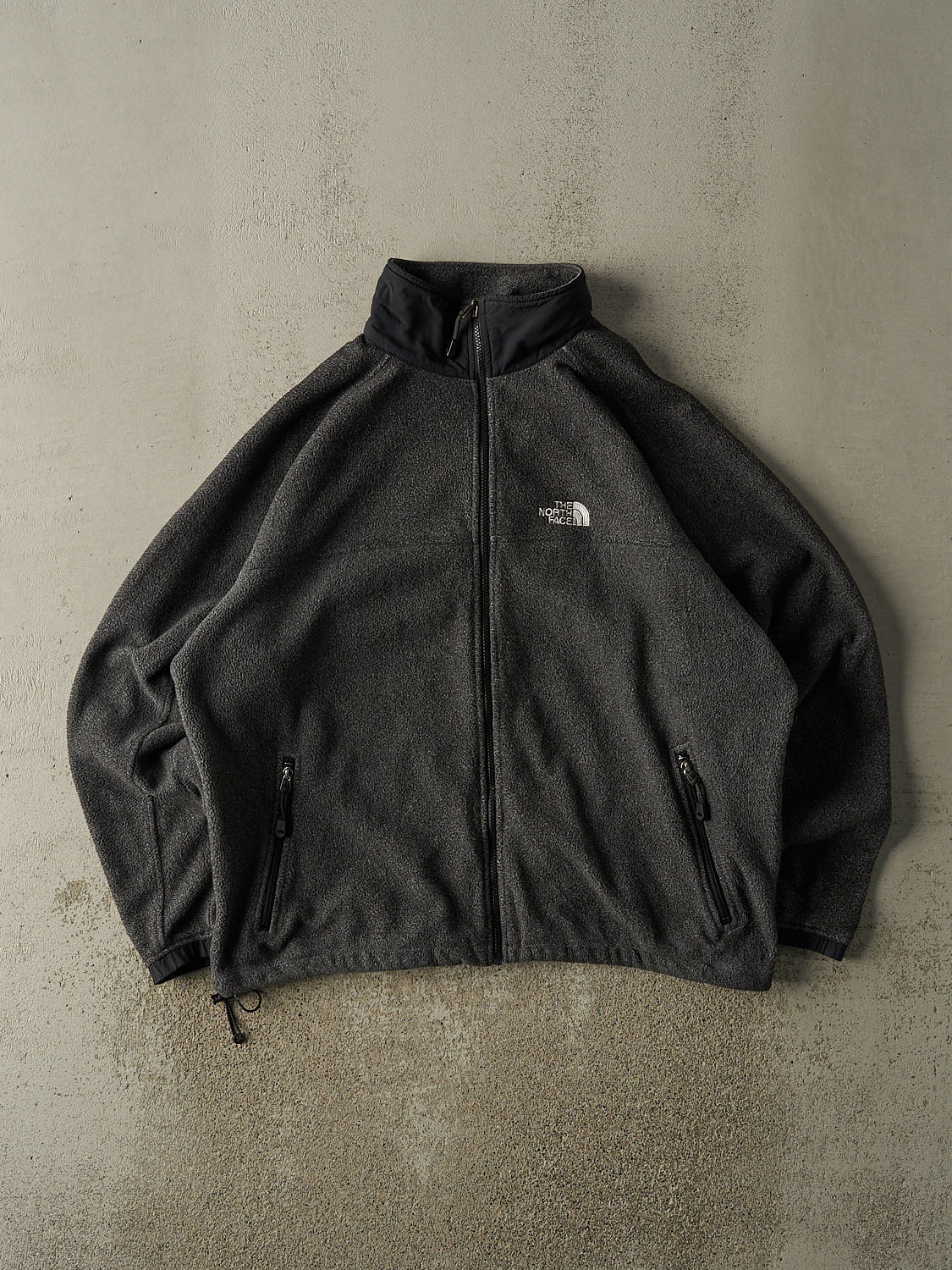 Vintage 90s Charcoal Grey North Face Embroidered Zip Up Fleece (XL/XXL)
