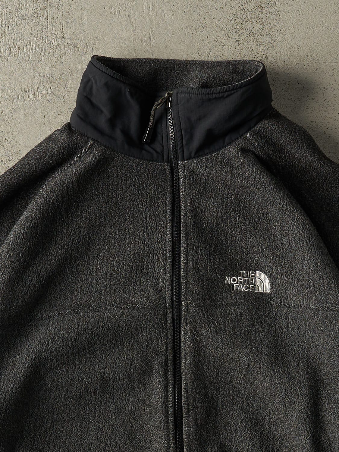 Vintage 90s Charcoal Grey North Face Embroidered Zip Up Fleece (XL/XXL)