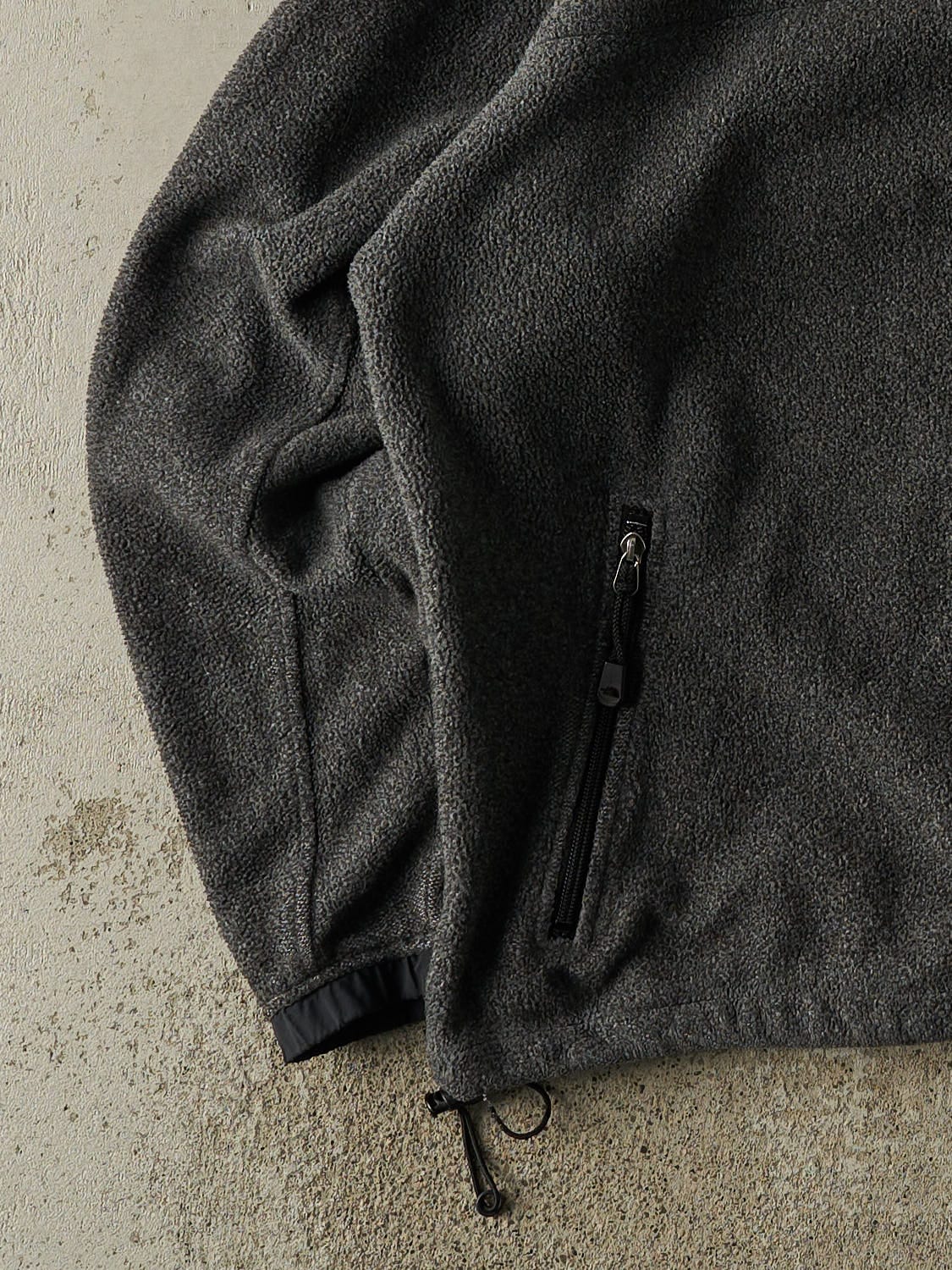 Vintage 90s Charcoal Grey North Face Embroidered Zip Up Fleece (XL/XXL)