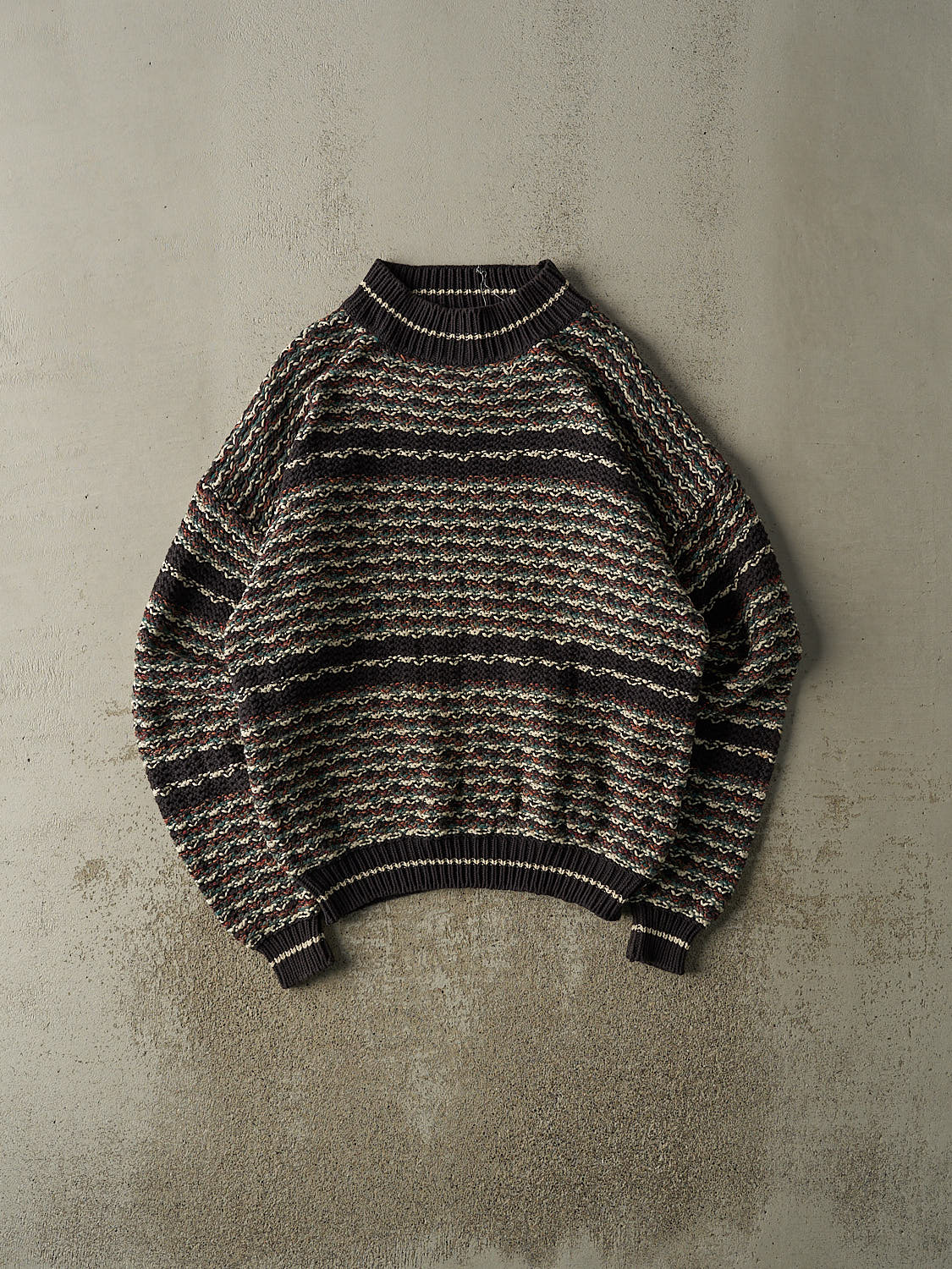 Vintage 90s Navy Blue Striped Patterned Knit (L/XL)