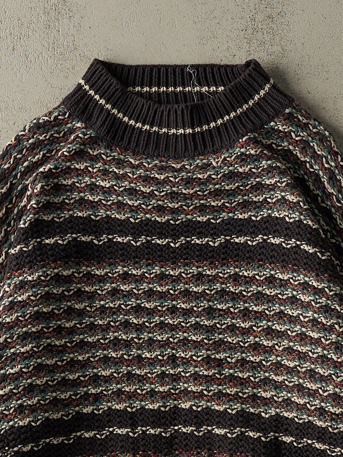 Vintage 90s Navy Blue Striped Patterned Knit (L/XL)