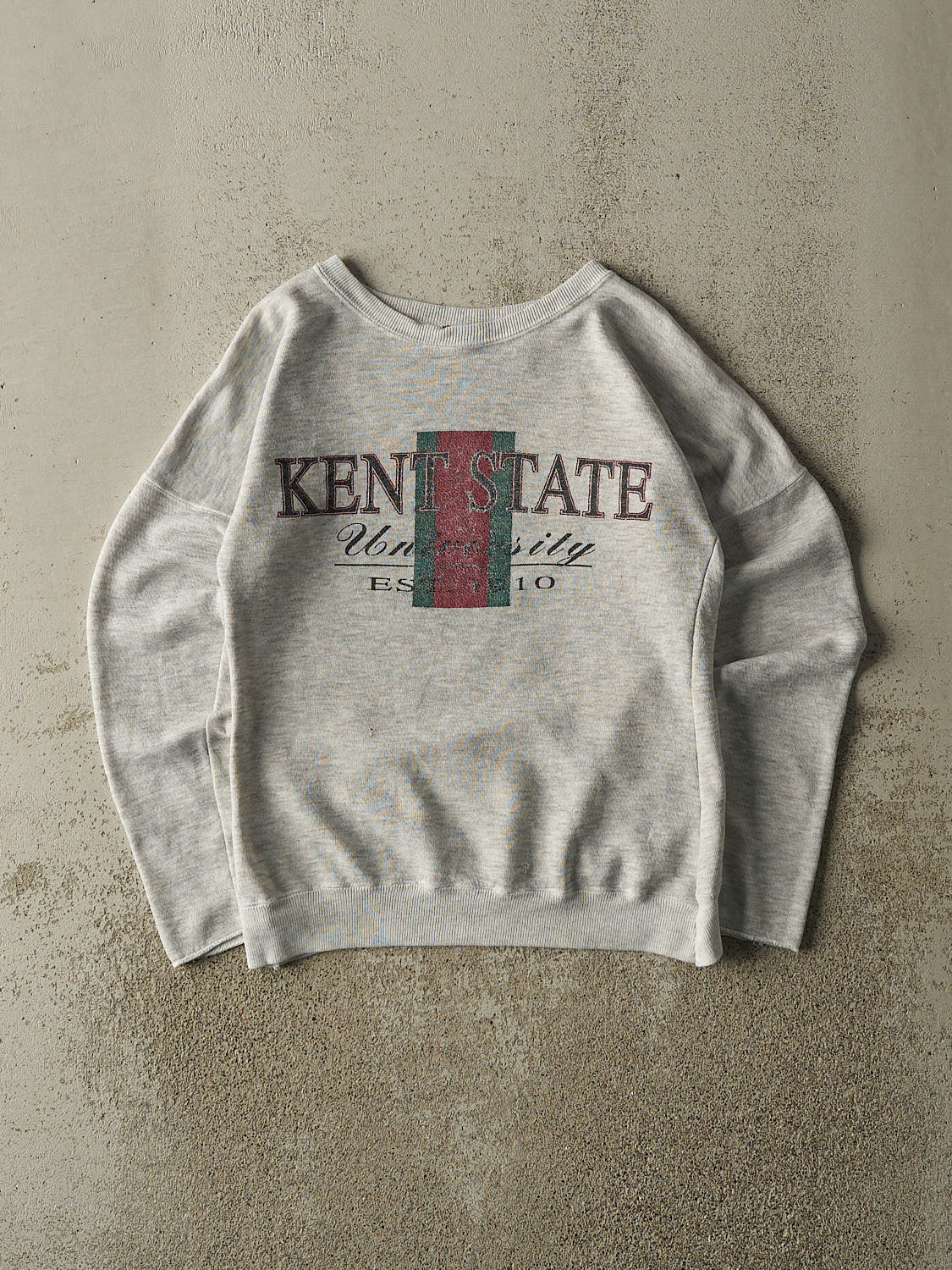 Vintage 80s Heather Grey Kent State University Crewneck (XS/S)