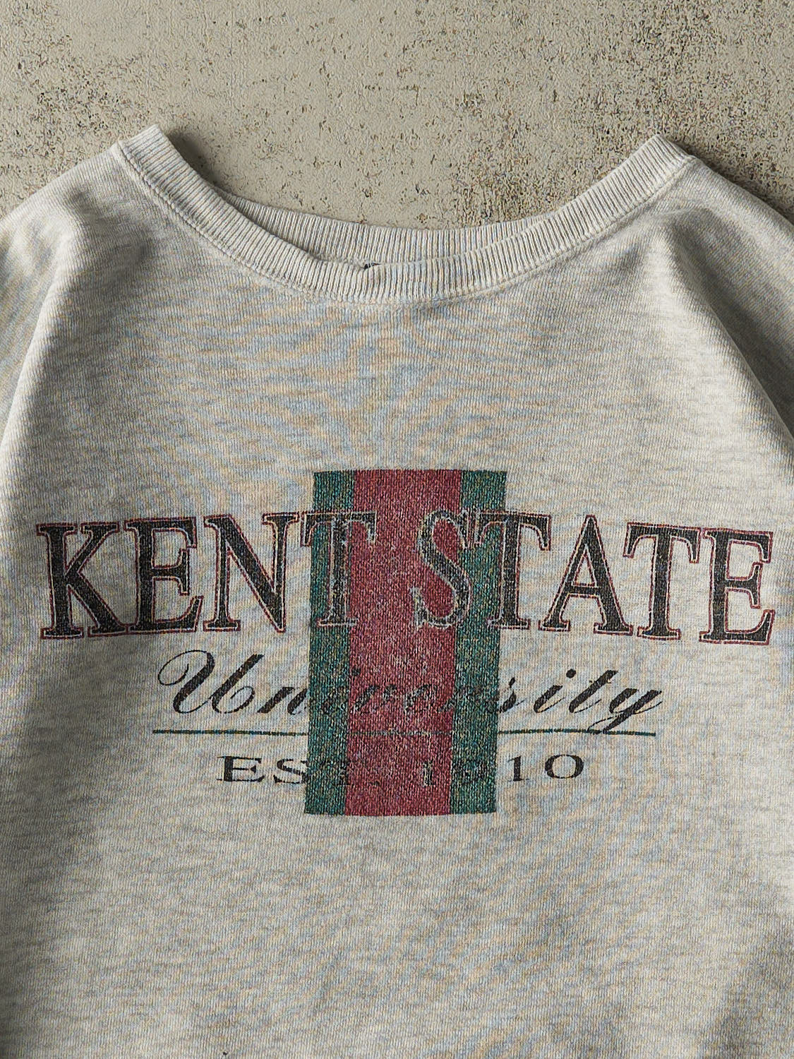 Vintage 80s Heather Grey Kent State University Crewneck (XS/S)