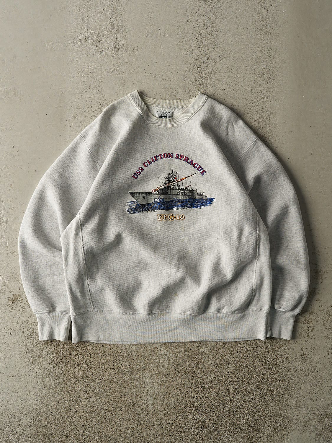 Vintage 90s Heather Grey USS Clifton Sprague Crewneck (L/XL)
