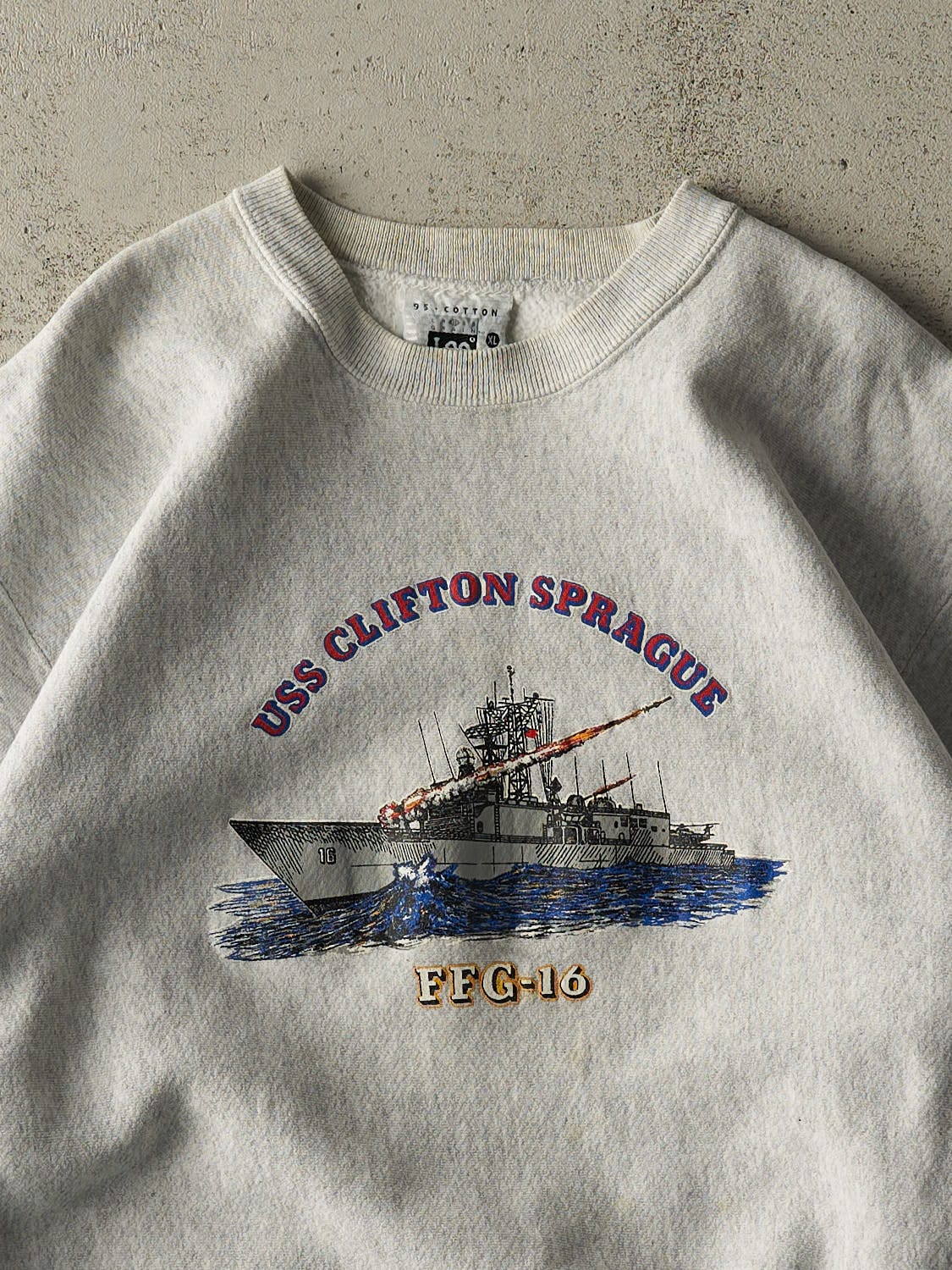 Vintage 90s Heather Grey USS Clifton Sprague Crewneck (L/XL)