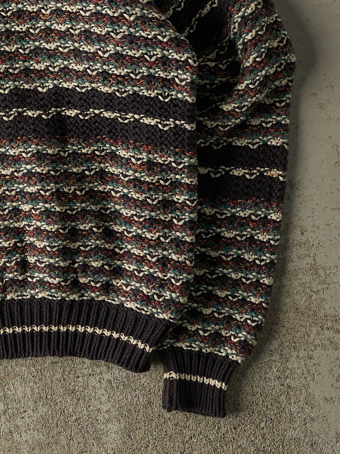 Vintage 90s Navy Blue Striped Patterned Knit (L/XL)