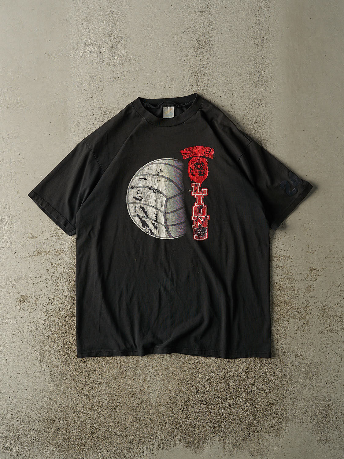 Vintage 90s Black Minerva Lions Volleyball Tee (XL)