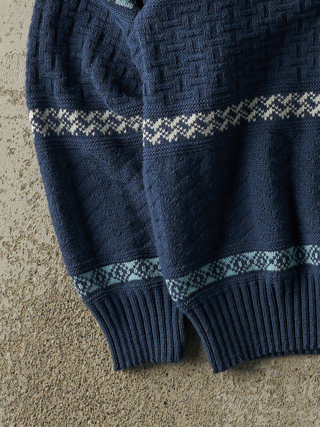 Vintage 90s Blue V Neck Striped Knit (M/L)