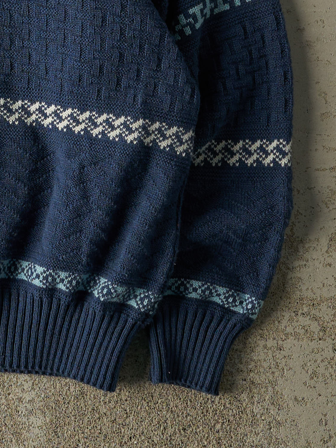 Vintage 90s Blue V Neck Striped Knit (M/L)