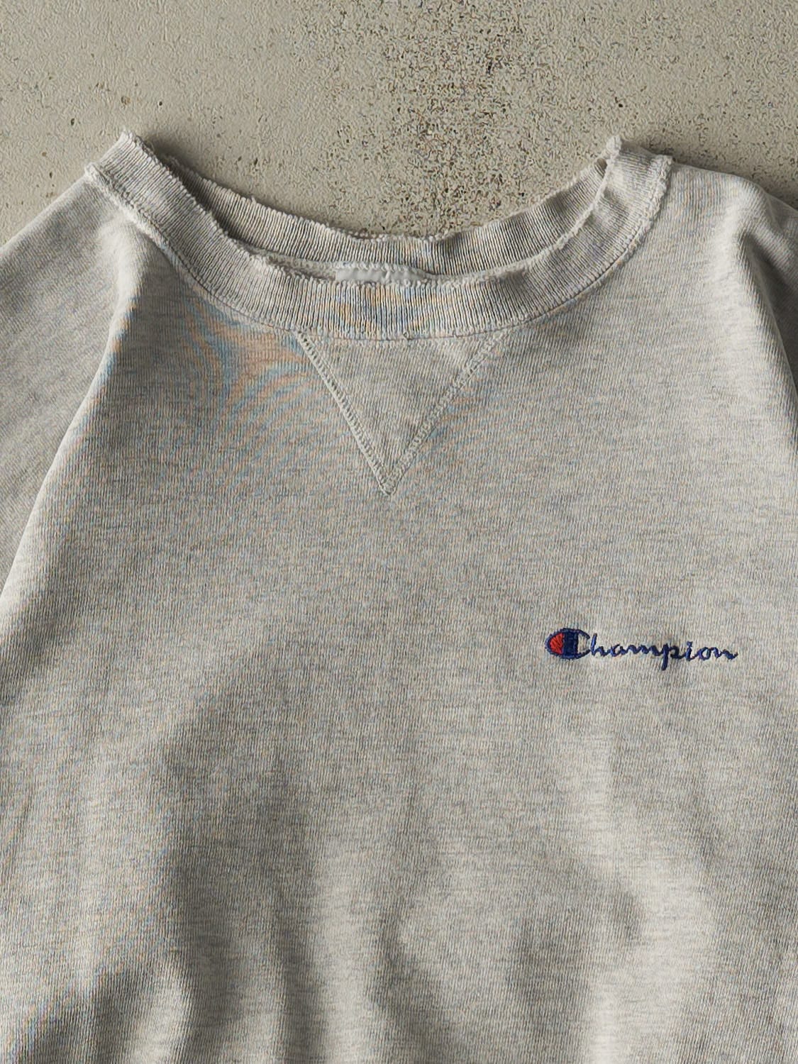 Vintage 90s Heather Grey Champion Embroidered Crewneck (M/L)