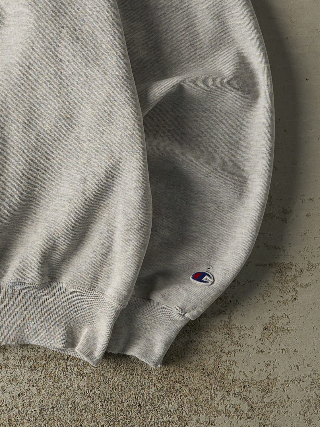 Vintage 90s Heather Grey Champion Embroidered Crewneck (M/L)