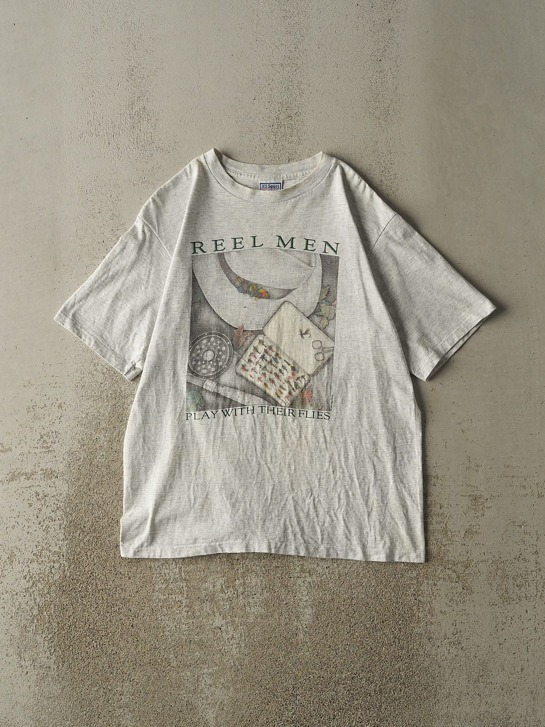 Vintage 94' Heather Grey Fishing Slogan Tee (M/L)