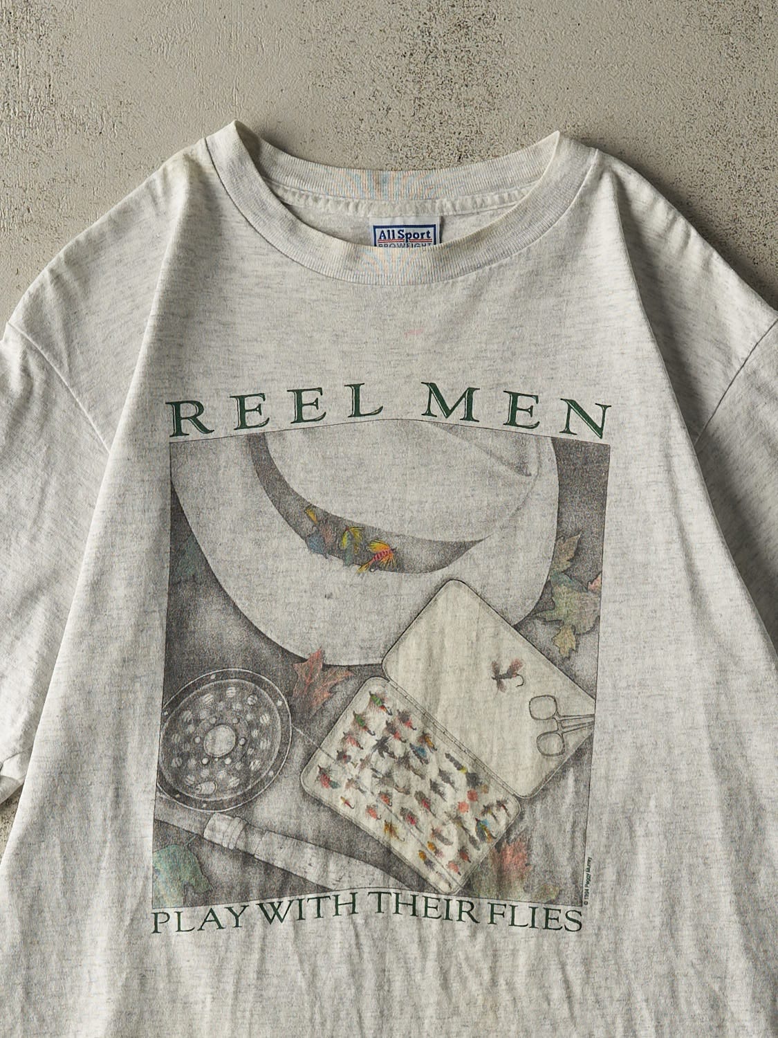 Vintage 94' Heather Grey Fishing Slogan Tee (M/L)