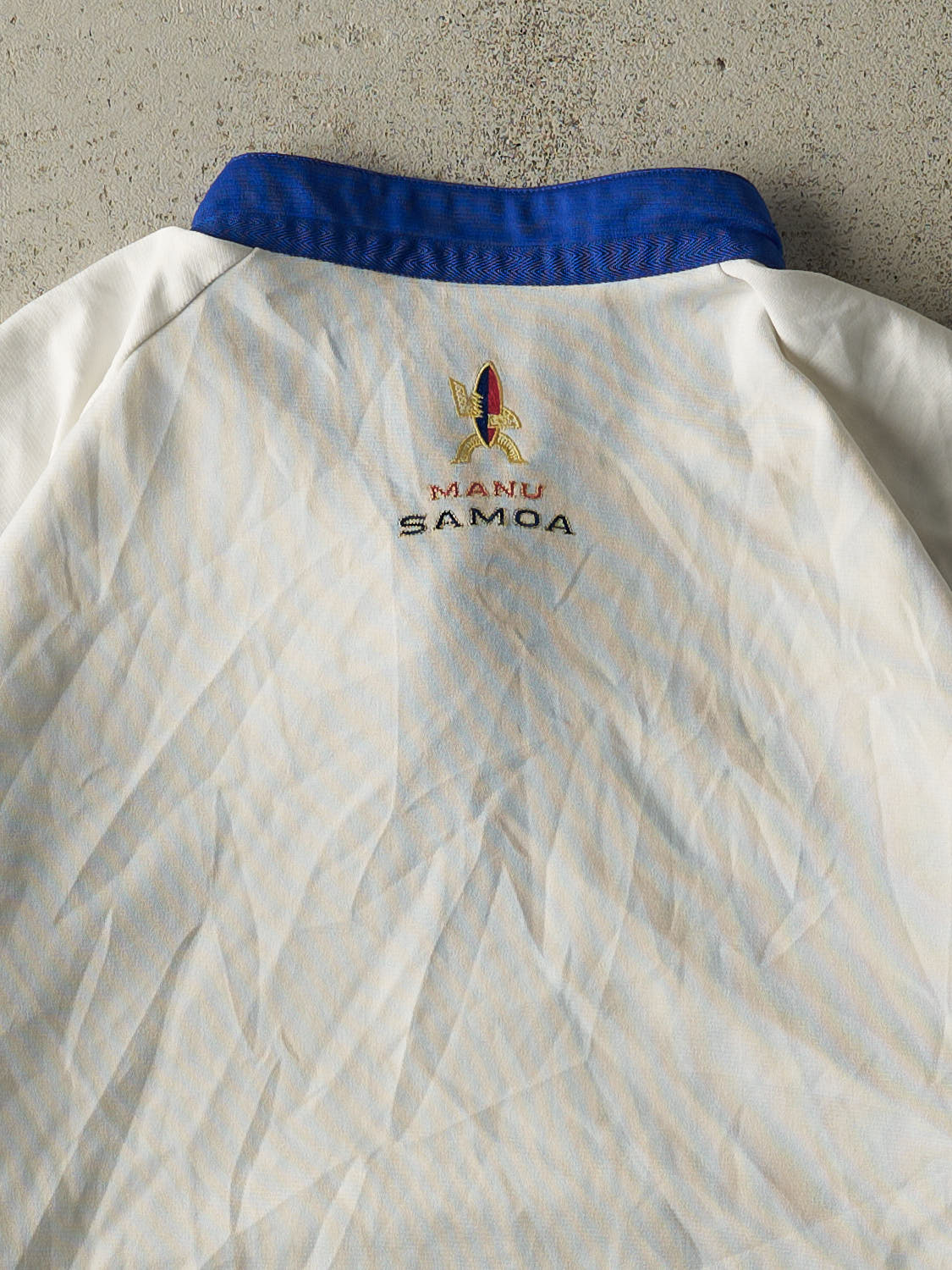 Vintage Y2K White & Blue Adidas Samoa Rugby Jersey (XXL/XXXL)