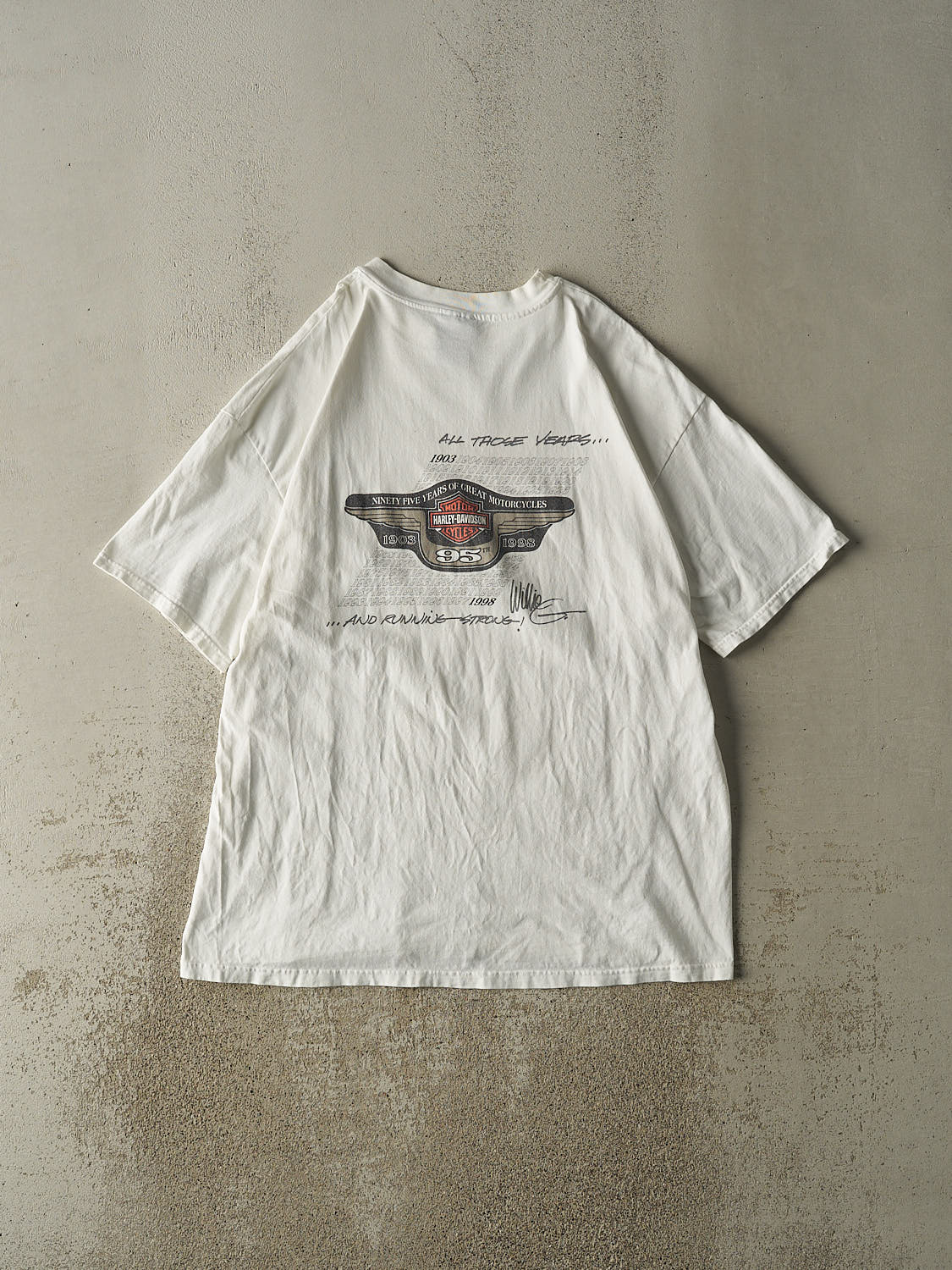 Vintage 98' White Harley Davidson 95th Anniversary Tee (XL/XXL)