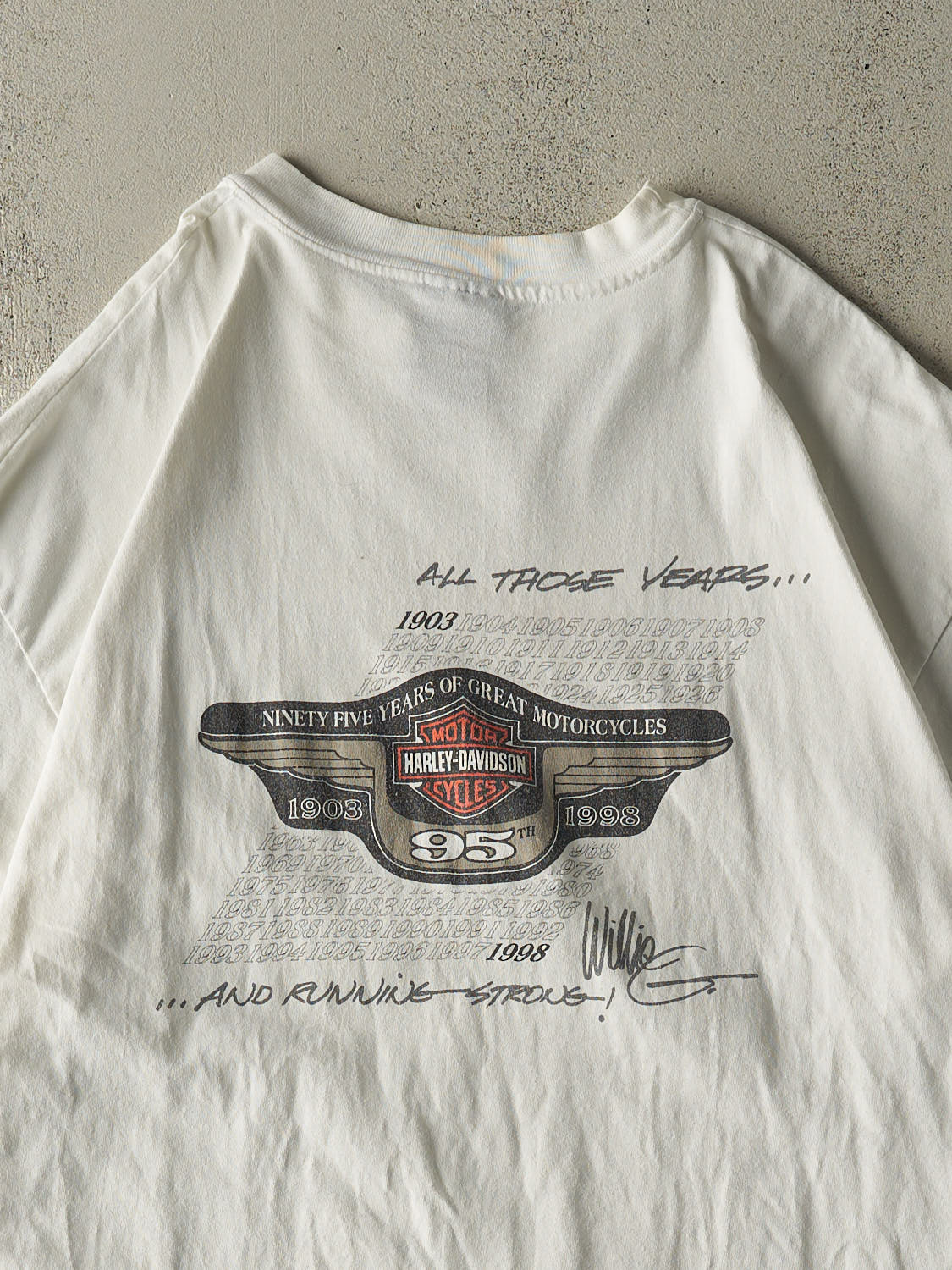 Vintage 98' White Harley Davidson 95th Anniversary Tee (XL/XXL)