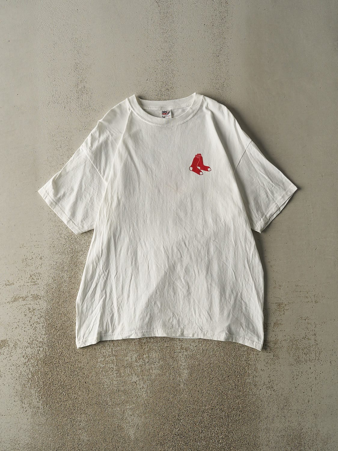 Vintage 01' White Boston Red Sox Tee (XL)