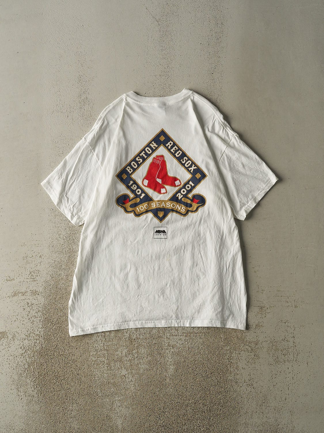 Vintage 01' White Boston Red Sox Tee (XL)