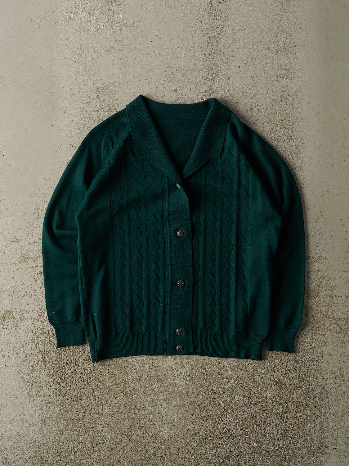 Vintage 70s Forest Green Knit Cardigan (XS/S)