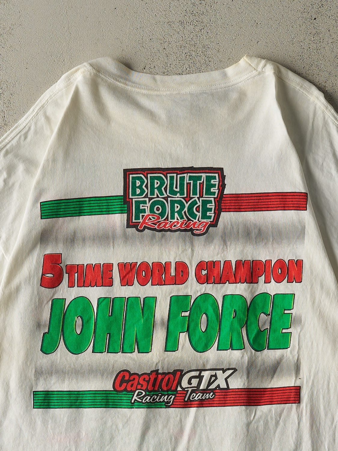 Vintage 90s White John Force NHRA Racing Tee (XXL)